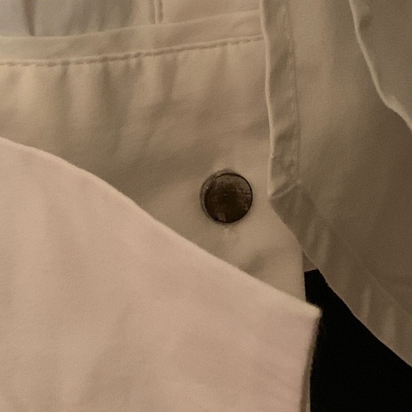 Beautiful on/off shoulder crisp white cotton blouse, French cuffs, size M - Picture 5 of 6